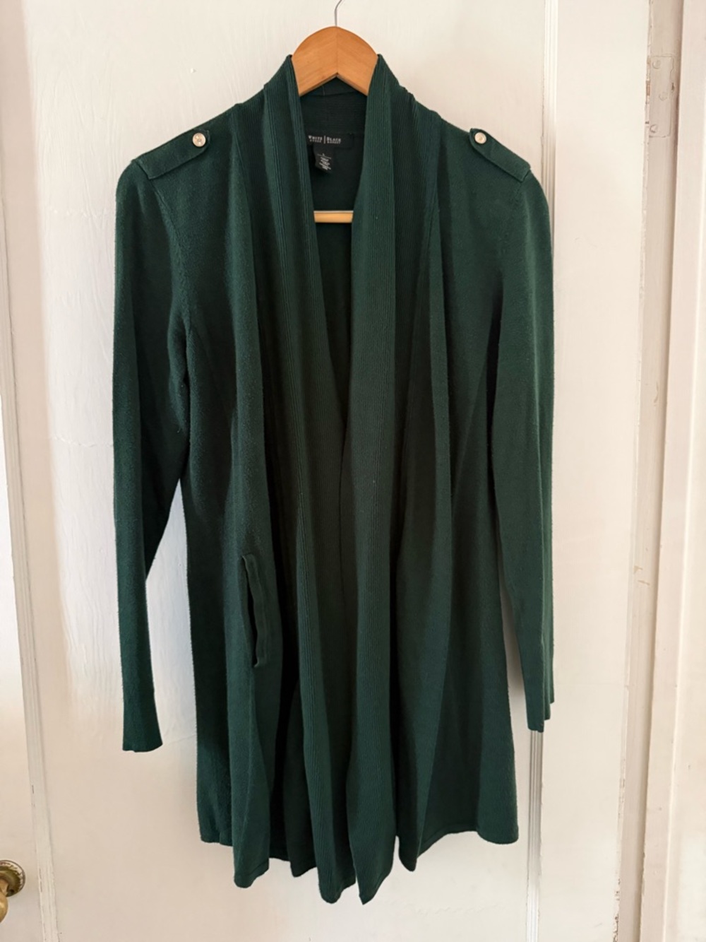 White House Black Market Dark Green Open-Front Cardigan